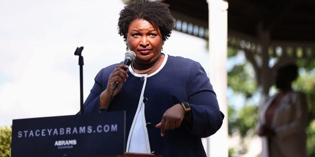 Stacey Abrams, Democratic gubernatorial candidate for Georgia, speaks during a campaign event in Reynolds, Georgia, US, on Saturday, June 4, 2022.