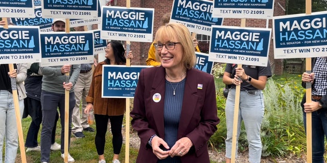 Democratic Sen. Maggie Hassan is shown after voting on primary day in Newfields, New Hampshire, on Sept. 13, 2022.