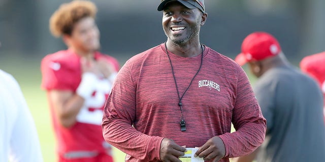 Tampa Bay Buccaneers Head Coach Todd Bowles watches the action on the field during the Tampa Bay Buccaneers Training Camp on Aug. 9, 2022 at the AdventHealth Training Center at One Buccaneer Place in Tampa, Florida.