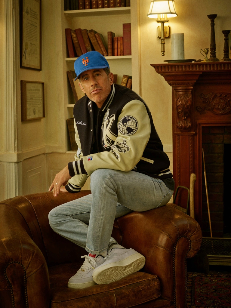 Jerry Seinfeld hits the books with looks from the Kith x Russell Athletic for CUNY capsule.
