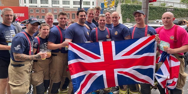 Members of the London Fire Brigade showed their support for the FDNY at the Tunnel to Towers annual 5K in New York City on Sunday, Sept. 25, 2022.