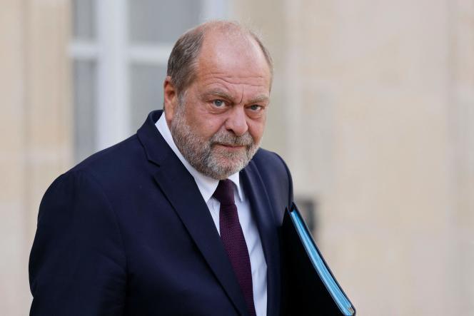 French Justice Minister Eric Dupond-Moretti leaves after the weekly cabinet meeting at the presidential Elysée Palace in Paris, on August 30, 2023.