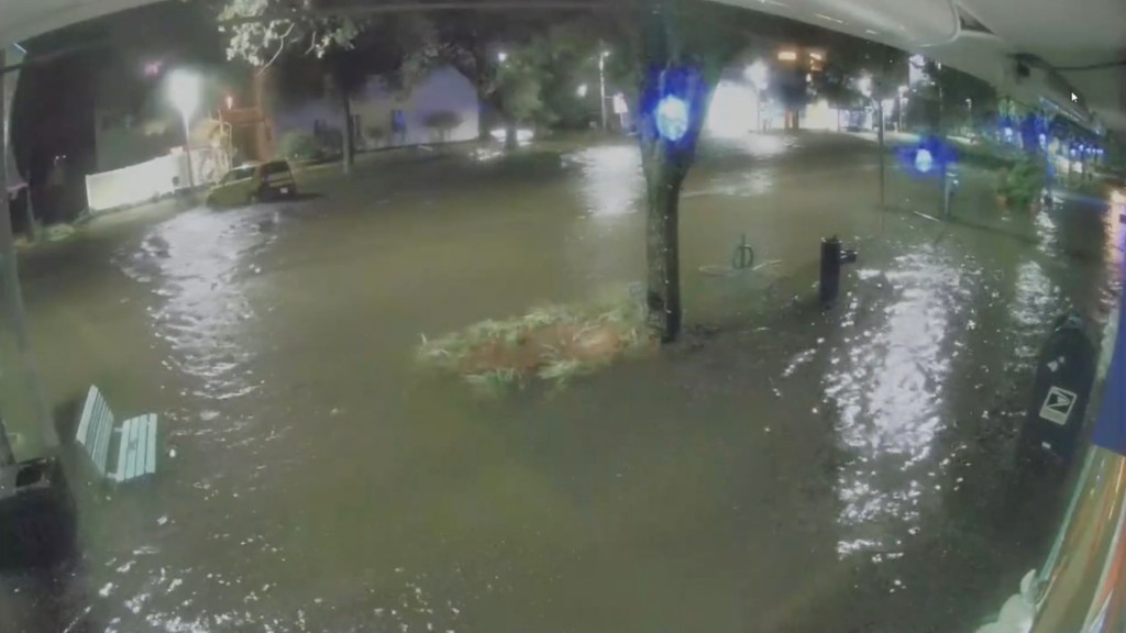 A street in Gulfport, FL floods as the eye of Hurricane Idalia makes its way towards the state.
